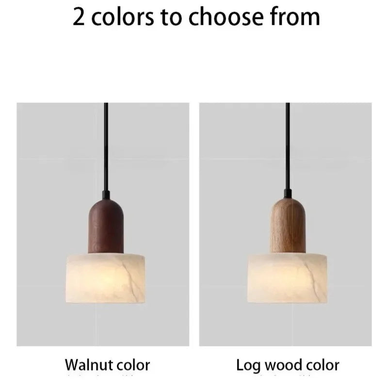 Wabi-Sabi LED Pendant Lamp Luxury White Jade Marble Stone Hanging Lighting for Bedroom Bedside, Kitchen Island, Bar Restaurant