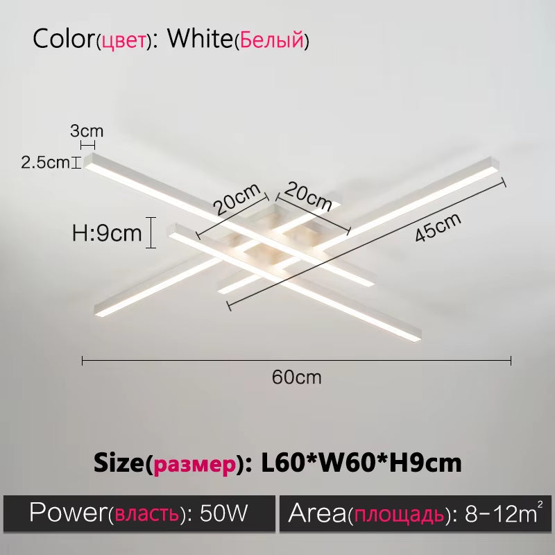 Black Chandelier Square Bedroom Lamps Living Room Lamp Led Ceiling Lamp Nordic Minimalist Creative Led Ceiling Lamp Strip Lights
