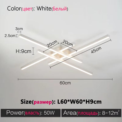 Black Chandelier Square Bedroom Lamps Living Room Lamp Led Ceiling Lamp Nordic Minimalist Creative Led Ceiling Lamp Strip Lights