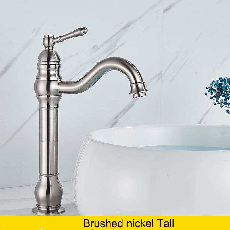 Luxurious Antique Bathroom Basin Faucet Brass Deck Mounted White Mixer Taps Short Hot and Cold Mixer Tap
