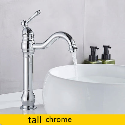 Luxurious Antique Bathroom Basin Faucet Brass Deck Mounted White Mixer Taps Short Hot and Cold Mixer Tap
