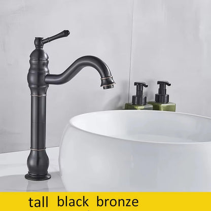 Luxurious Antique Bathroom Basin Faucet Brass Deck Mounted White Mixer Taps Short Hot and Cold Mixer Tap