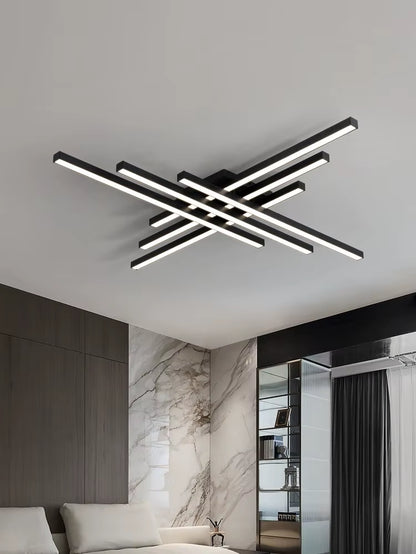 Black Chandelier Square Bedroom Lamps Living Room Lamp Led Ceiling Lamp Nordic Minimalist Creative Led Ceiling Lamp Strip Lights