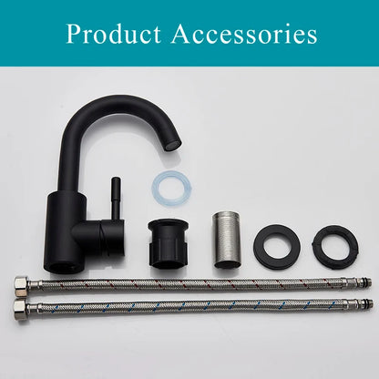 Bathroom Basin Mixer Matt Black/Brushed Nickel Range for Sinks Stainless Steel Hot and Cold Mixer Tap Accessories
