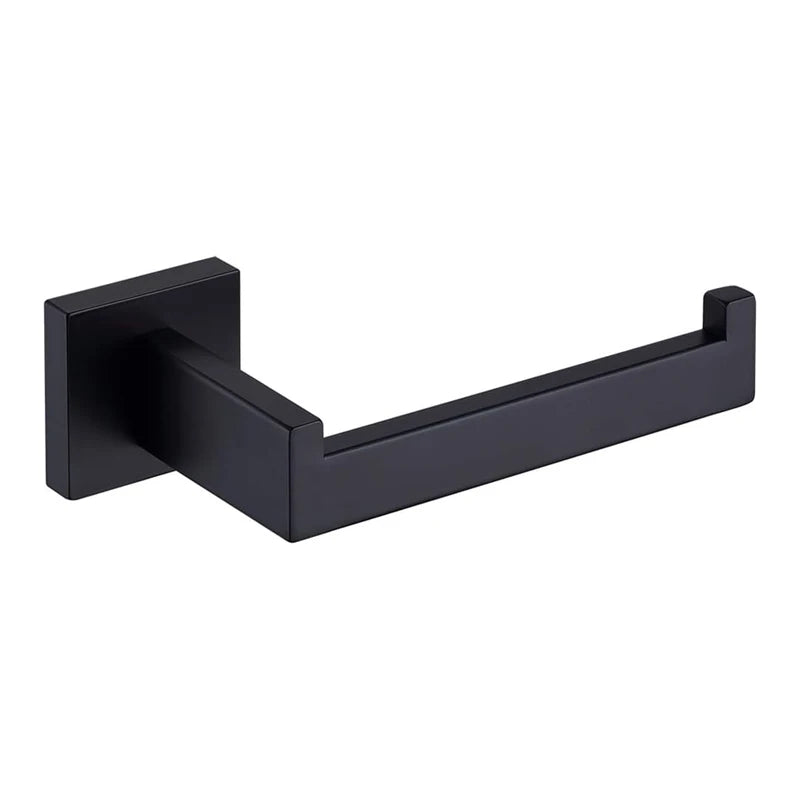 Matte Black Toilet Paper Holder SUS304 Stainless Steel Wall Mounted Square Modern Bathroom Kitchen Tissue Roll Dispenser