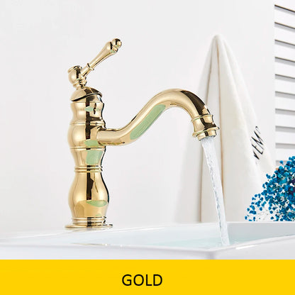 Luxurious Antique Bathroom Basin Faucet Brass Deck Mounted White Mixer Taps Short Hot and Cold Mixer Tap