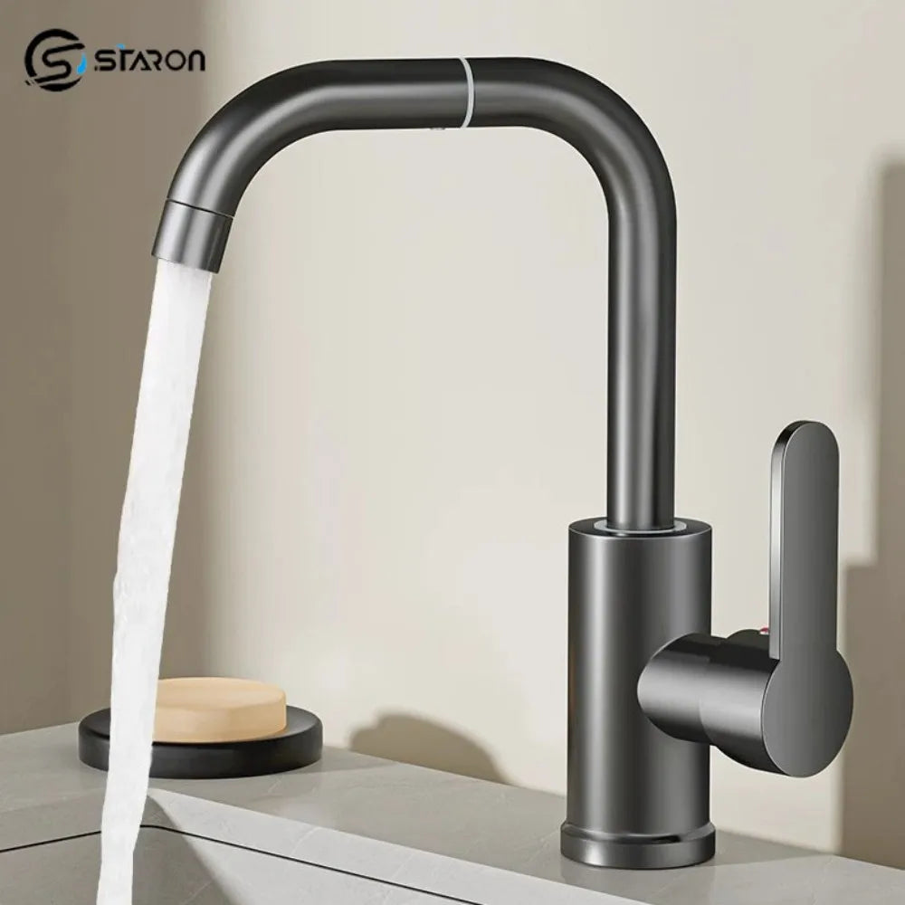 STARON Bathroom Basin Mixer Bathroom Basin Faucet 720° Rotatable for Sinks Stainless Steel Hot and Cold Mixer Tap Accessories