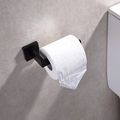 Matte Black Toilet Paper Holder SUS304 Stainless Steel Wall Mounted Square Modern Bathroom Kitchen Tissue Roll Dispenser