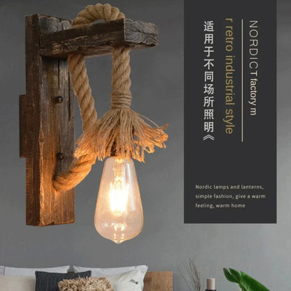 Industrial Wall Sconce, Vintage Metal Wood Light, Rustic Farmhouse Black Wall Lamp for Dining Room Bedroom Indoor
