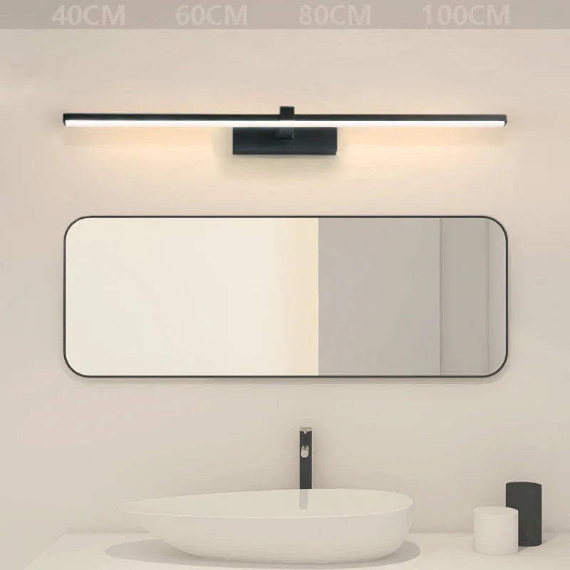 Modern LED Wall Lamp Mirror Decor Lighting 60/80/100Cm Long Strip Light for Bedroom Bathroom Washroom Kitchen Indoor Luminaires